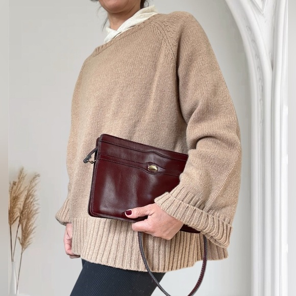 Vintage Handbags - Vintage Reem Burgundy Leather Handbag Made in USA